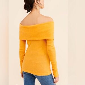 Free People Snowbunny Long Sleeve Sweater - Orange XS